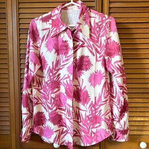 Vibrant Pink Floral Button Down Shirt